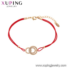 75569 Xuping Jóias Hot Sale Mulheres Elegante corda vermelha pulseira de moda